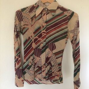 Vintage Casablanca button down shirt. Polyester Sz XS